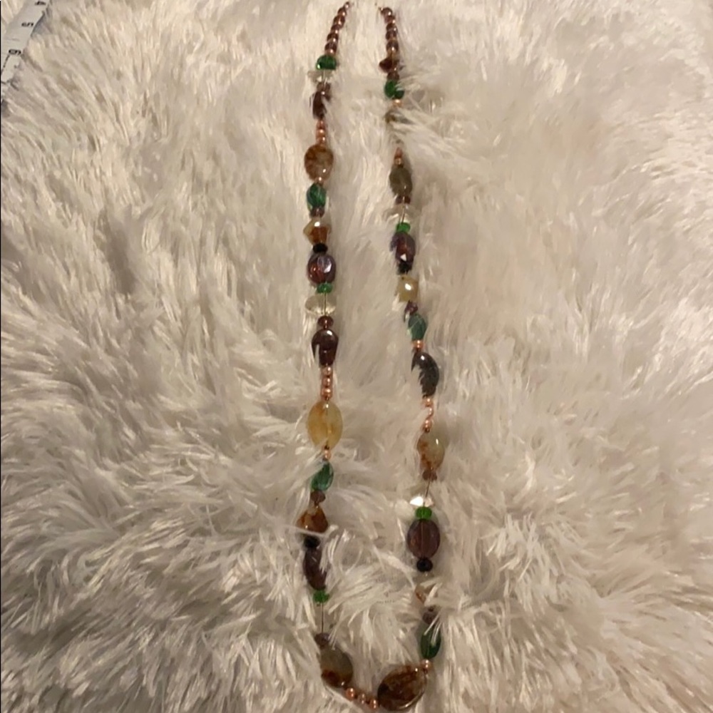 18 inch natural stone necklace.  Beautiful.
